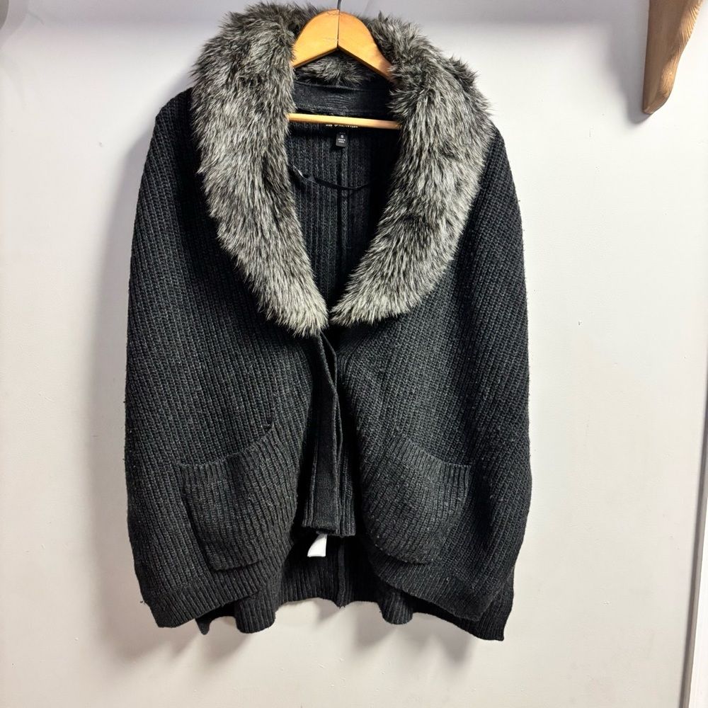 Banana Republic Women's poncho sweater With Removable Faux Fur
Collar